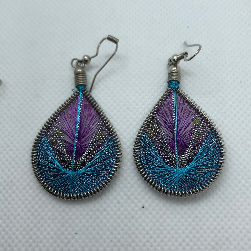 Colorful woven drop earrings set (2 pairs) - Picture 5 of 8